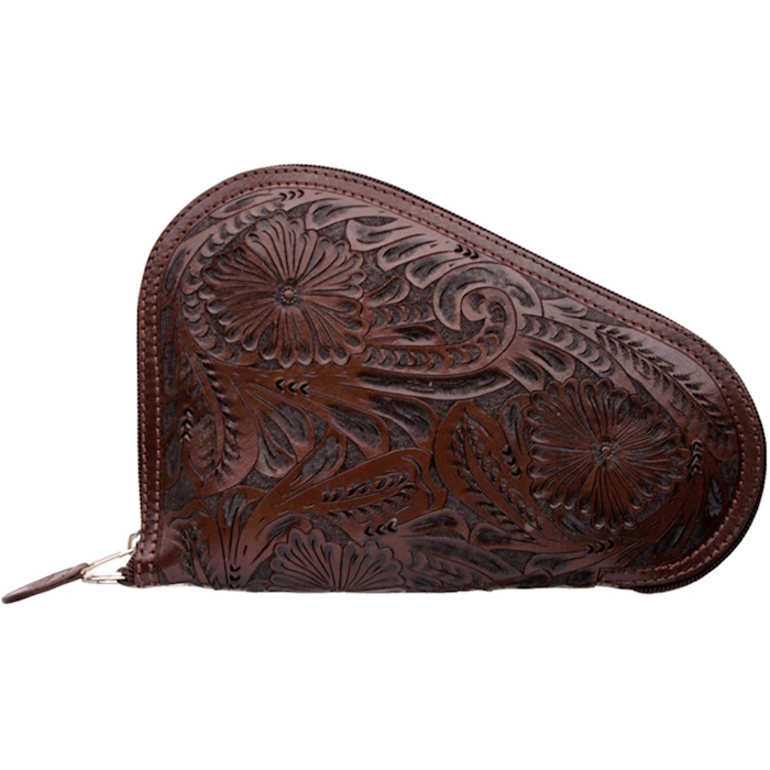 (image for) Nocona Floral Tooled Leather Handgun Case 9 1/2 x 6 1/2 x 1