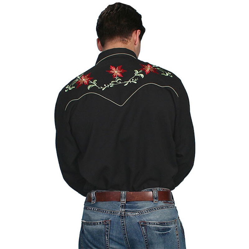 (image for) Western Snap Front Shirt with Floral Vine Embroidery