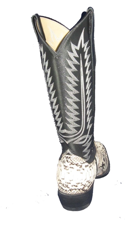 (image for) Natural Python Backcut Western Fancy Stitch Cowboy Boots