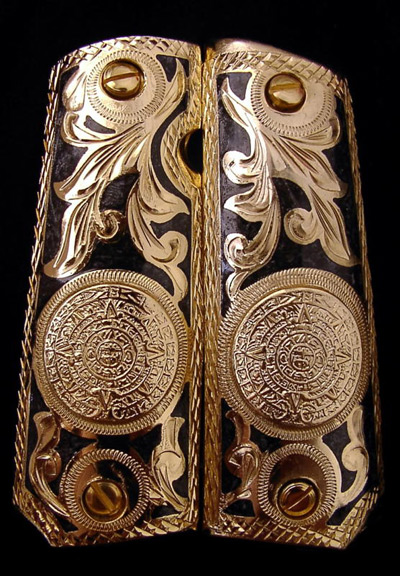 (image for) Aztec Calendar 24KGP Nacre Resin Inlay Pistol Grips