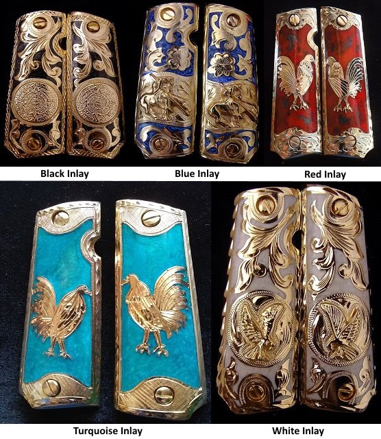 (image for) Aztec Calendar 24KGP Nacre Resin Inlay Pistol Grips