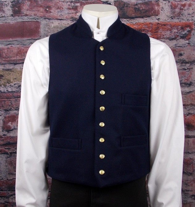Mens Classic Gettysburg Navy Blue Wool Vest
