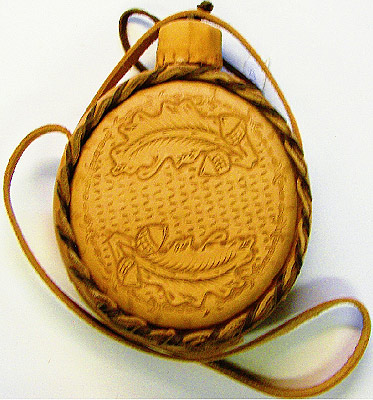 Oak Leaf Leather Covered Old West Two Quart Canteen