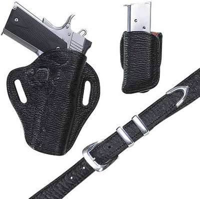 Sharkskin Black Crosshair Pistol / Gun Holster, Belt and Friction Clip Pouch