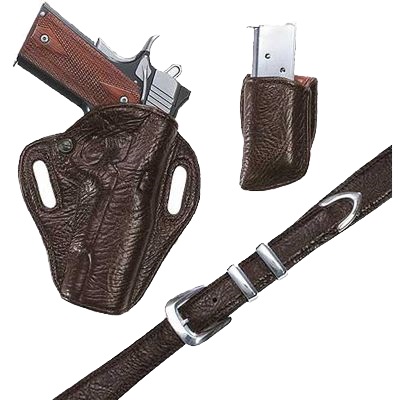 (image for) Spanish Bull Hide Crosshair Gun / Pistol Holster, Belt and Friction Clip Pouch Brown
