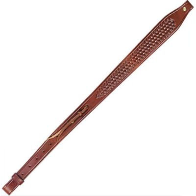 Brown Walnut Oil Basketweave Leather Rifle Sling