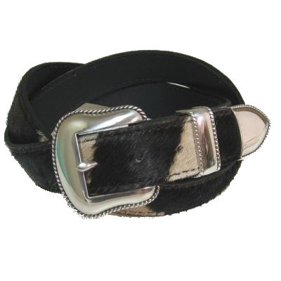 (image for) Western Style Burchell Zebra 1 1/2 Inch Belt with 3 Pc. Ranger Buckle Set