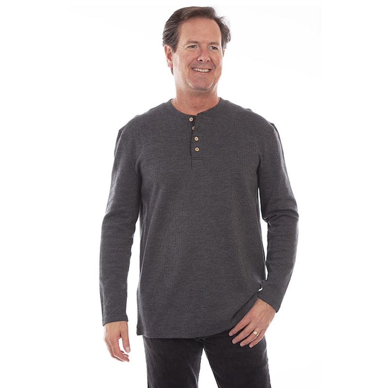 (image for) Rib Knit Henley Heavy Cotton Long Sleeve Pullover