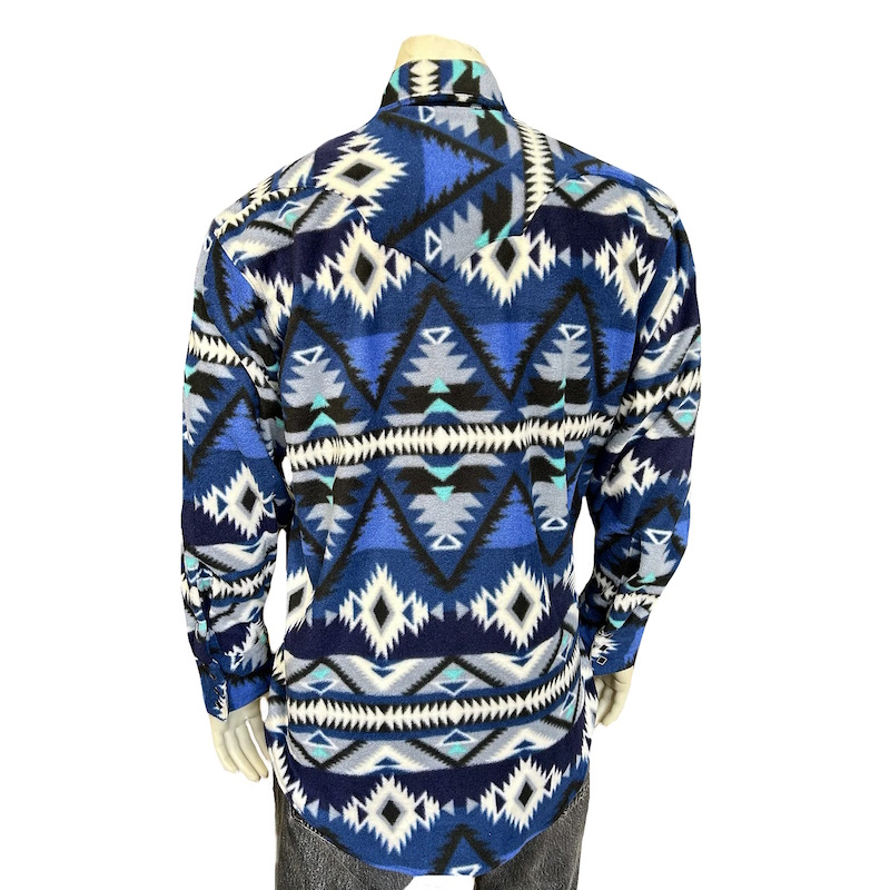 (image for) Native Pattern Fleece Western Shirt Blue & Black