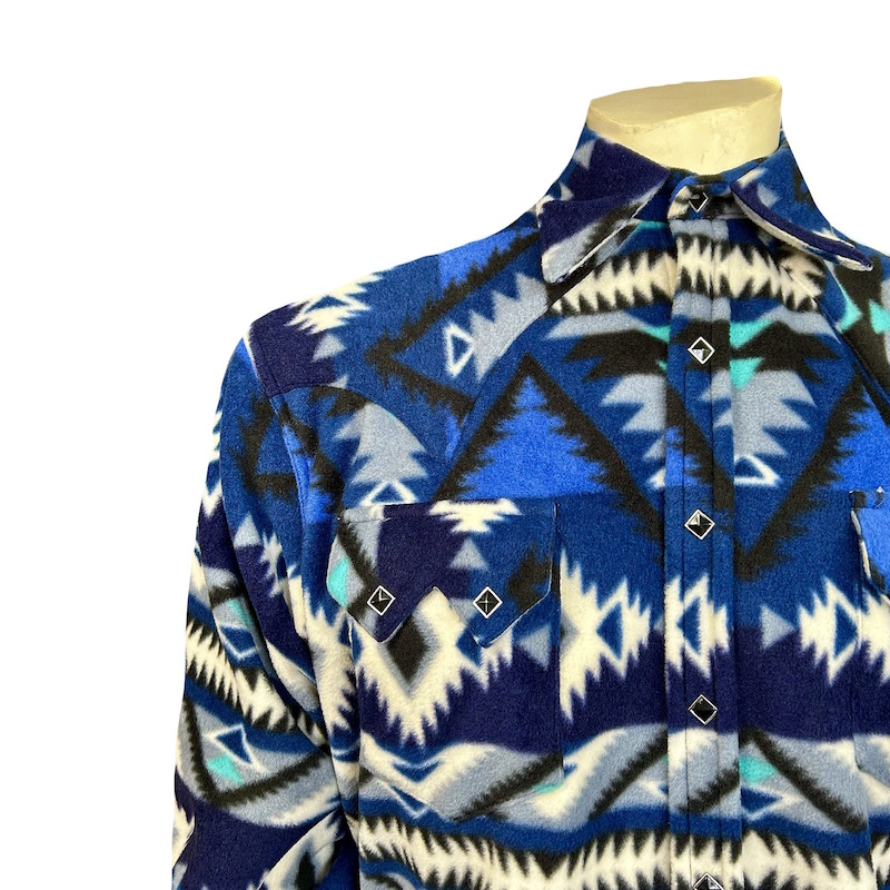 (image for) Native Pattern Fleece Western Shirt Blue & Black