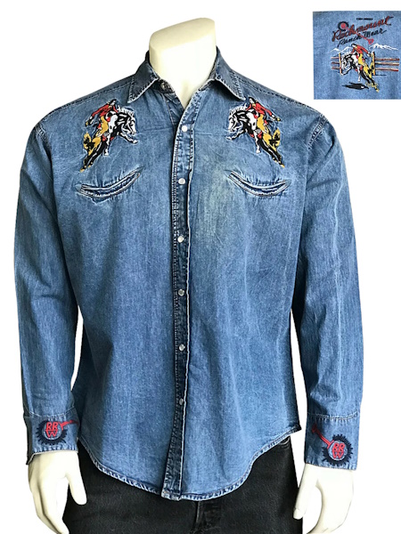 Rockmount Bronc Vintage Embroidery Denim Western Shirt