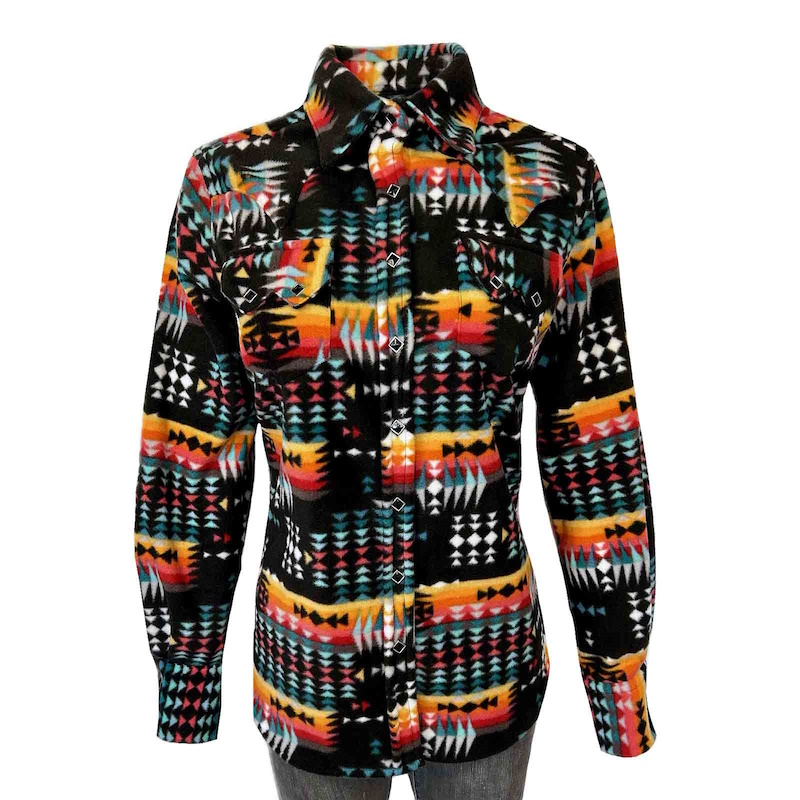 (image for) Native Pattern Fleece Western Shirt Black & Red