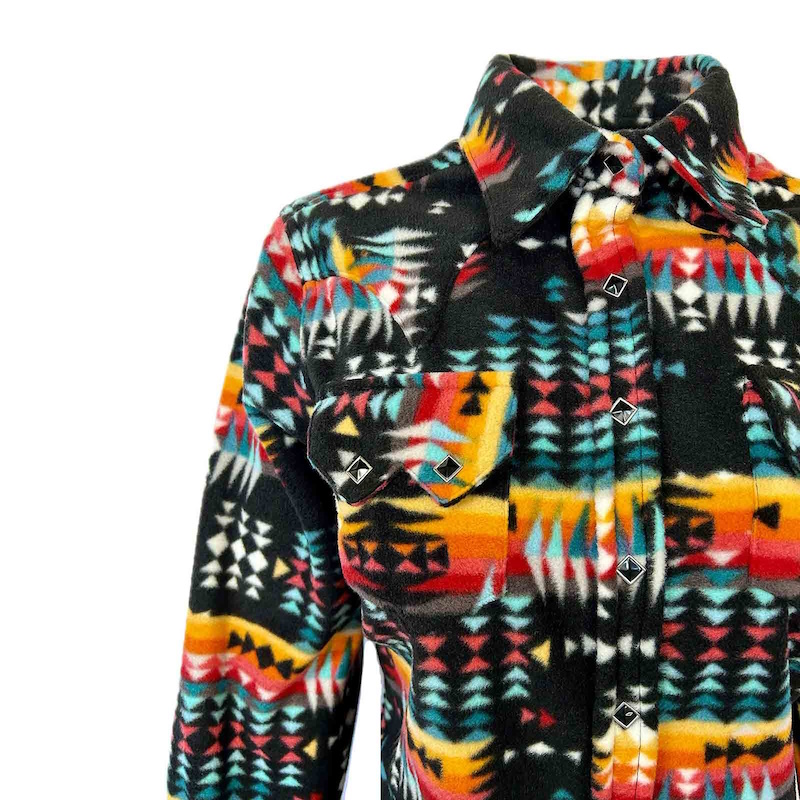 (image for) Native Pattern Fleece Western Shirt Black & Red