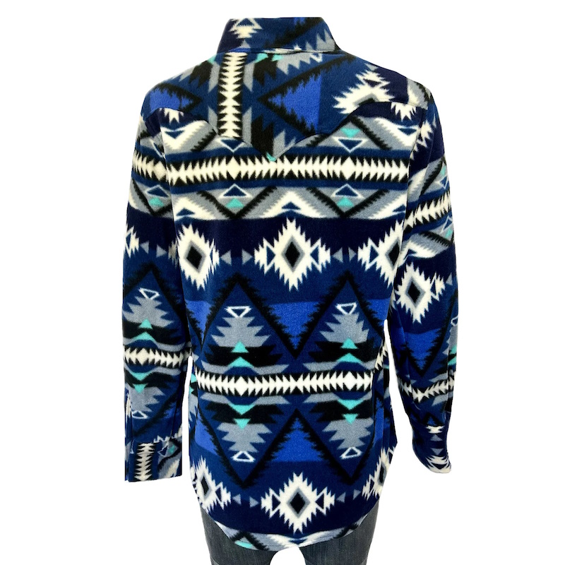 (image for) Native Pattern Fleece Western Shirt Blue & Black