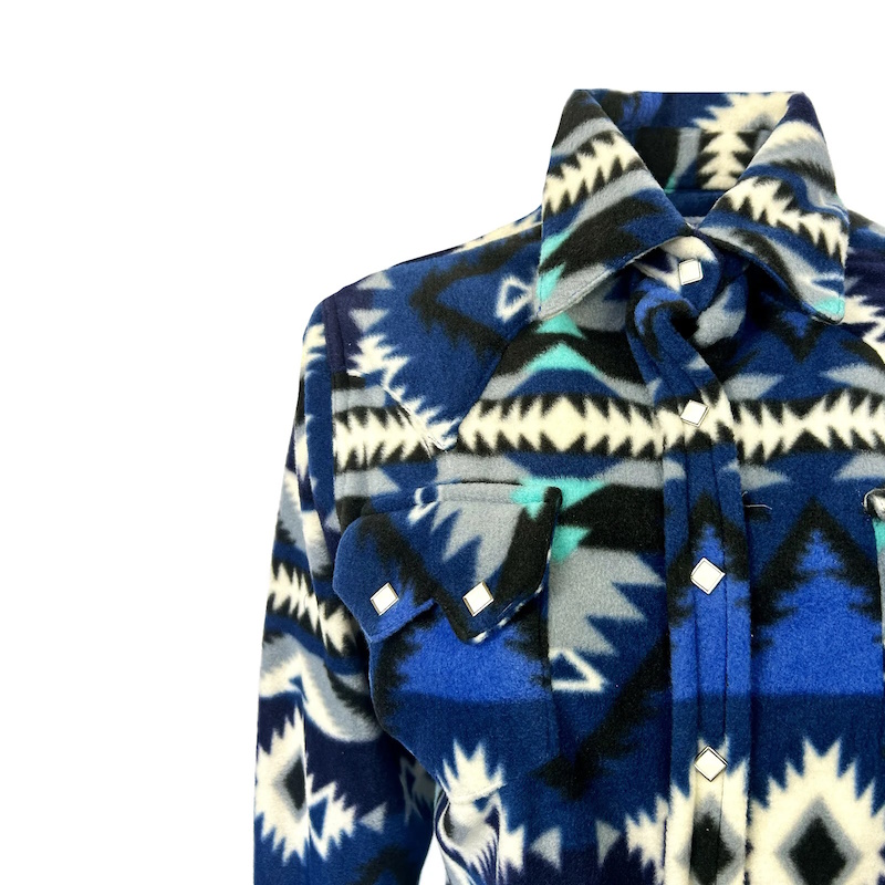 (image for) Native Pattern Fleece Western Shirt Blue & Black