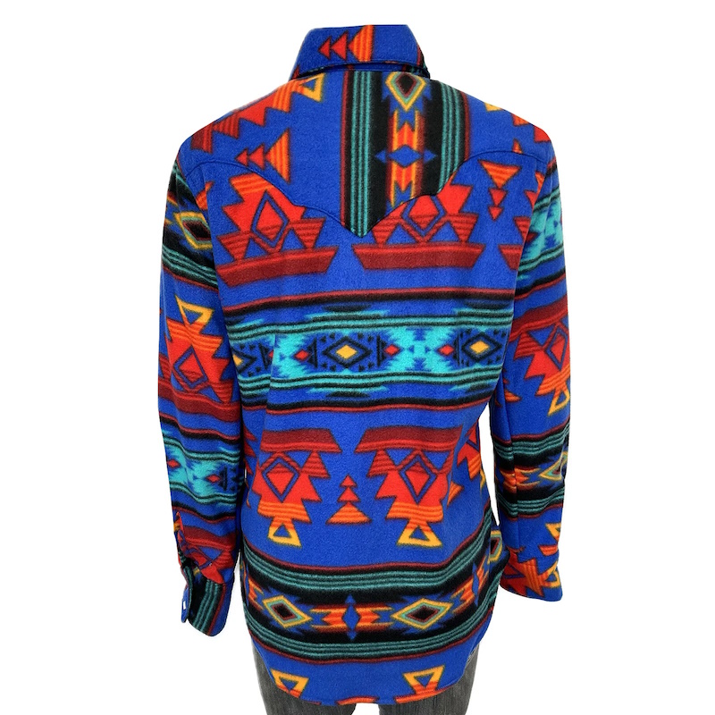 (image for) Native Pattern Fleece Western Shirt Blue & Red