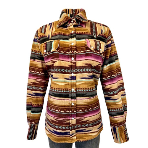 (image for) Chamois Pattern Fleece Western Shirt Plum