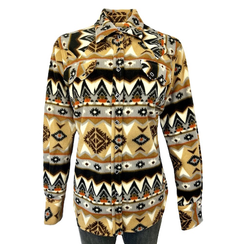 (image for) Native Pattern Fleece Western Shirt Tan & Black