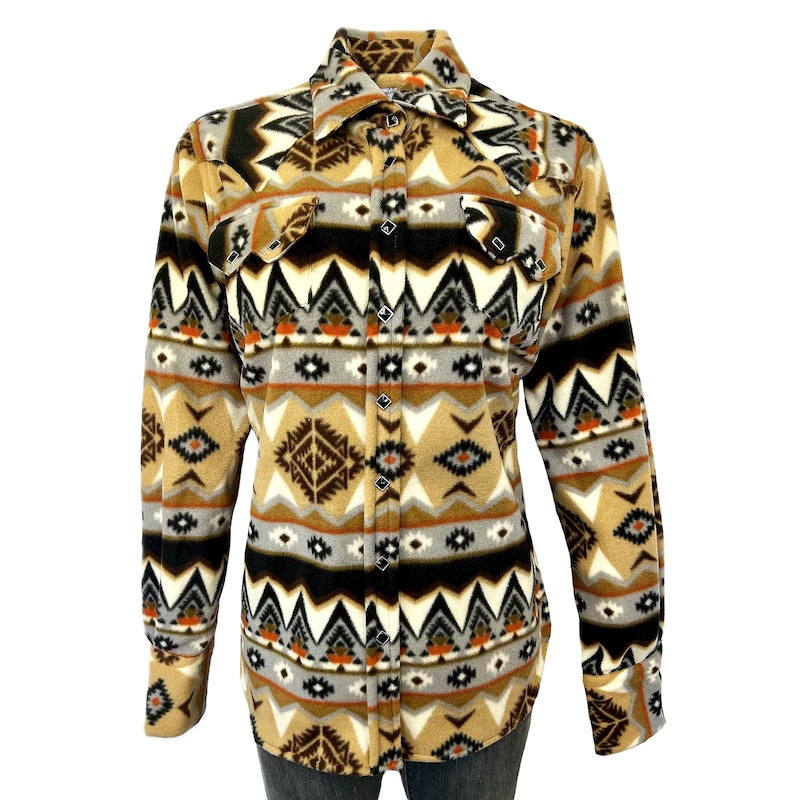 (image for) Native Pattern Fleece Western Shirt Tan & Black