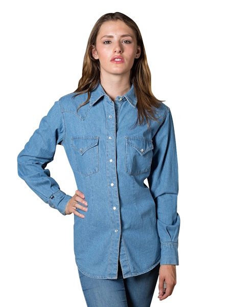 Women's Stonewashed Denim Classic Western Shirt [7749DEN ...