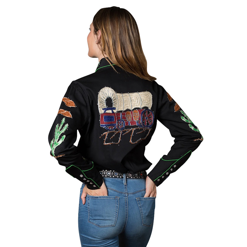 (image for) Women's Porter Wagoner Black Embroidered Western Shirt