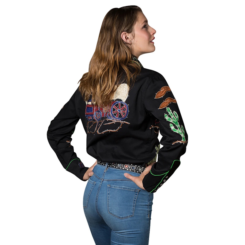 (image for) Women's Porter Wagoner Black Embroidered Western Shirt