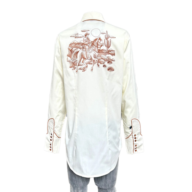 (image for) Women's Ivory Vintage Rider Western Embroidery Shirt