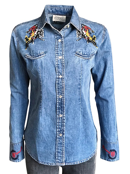 Women’s Rockmount Bronc Vintage Embroidery Denim Western Shirt ...