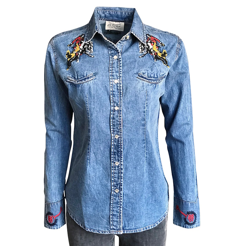 (image for) Women’s Rockmount Bronc Vintage Embroidery Denim Western Shirt