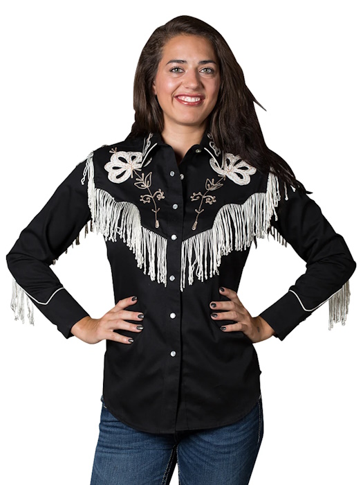 (image for) Women's Vintage Fringe Embroidered Western Shirt