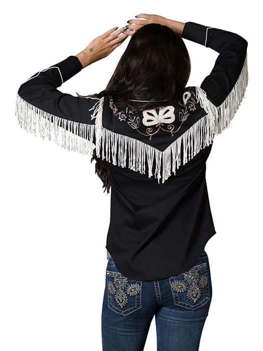 (image for) Women's Vintage Fringe Embroidered Western Shirt