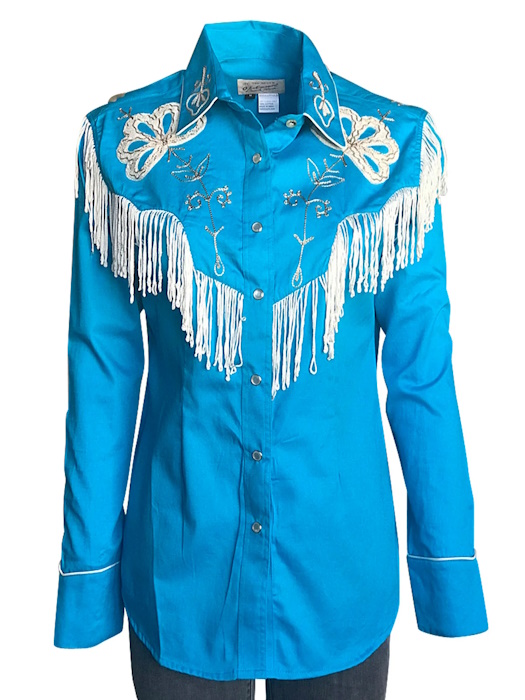 (image for) Women's Vintage Fringe Embroidered Western Shirt