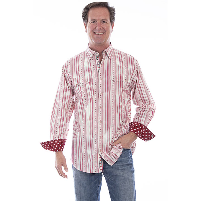 (image for) Cotton Snap Front Shirt Stars & Stripes Long Sleeve