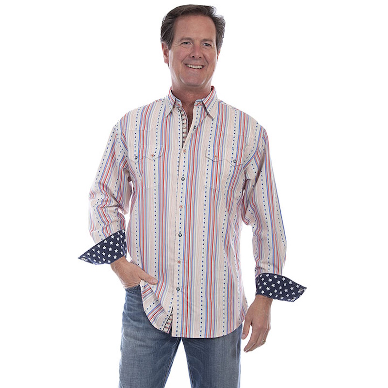 (image for) Long Sleeve Snap Front Shirt Cotton Stars & Stripes