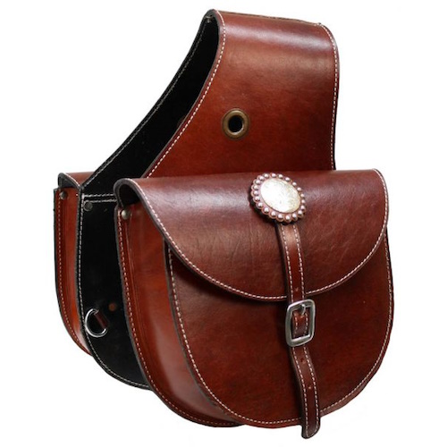(image for) Top Grain Leather Saddle Bags with Single Buckle Closure