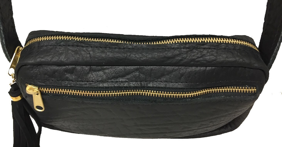 (image for) Zebra & Black Cape Buffalo Leather Crossbody Purse