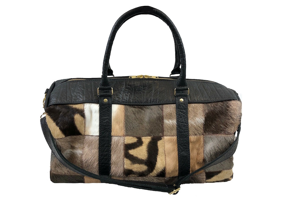 (image for) Mixed Hair On & Cape Buffalo Hide Leather Duffel / Duffle Bag