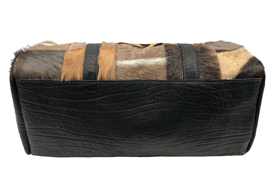(image for) Mixed Hair On & Cape Buffalo Hide Leather Duffel / Duffle Bag