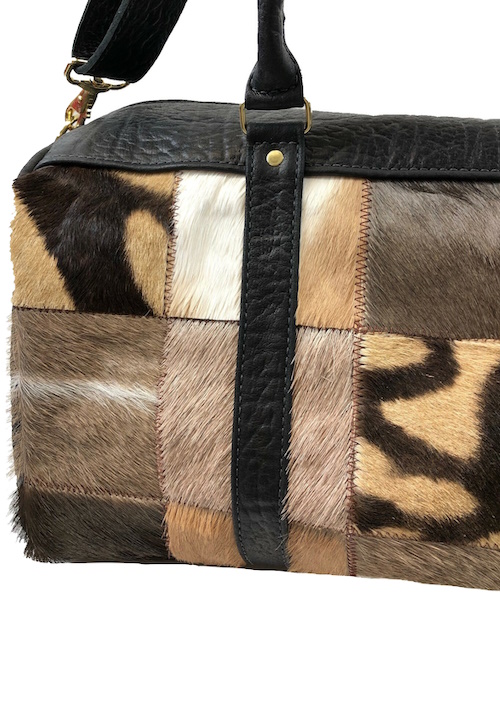 (image for) Mixed Hair On & Cape Buffalo Hide Leather Duffel / Duffle Bag